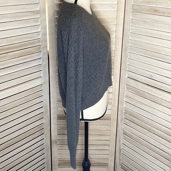 Wilt Y2K Charcoal Gray 100% Cashmere Diamond Cable Cropped Sweater L - Picture 4 of 10